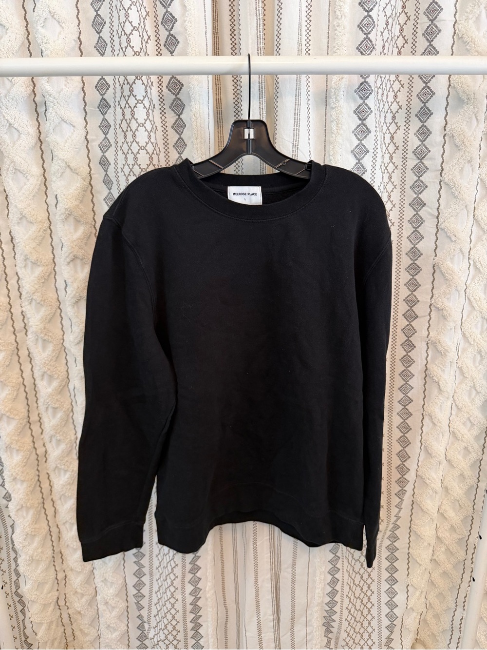 Men Melrose Place Black Crewneck Sweatshirt